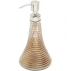 Porta Sabonete 300ml Liquido de Vidro Com Aço Inox Niquelado Evora Dourado